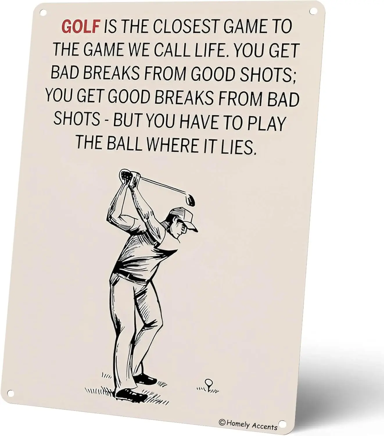 Golf Inspirational Metal Tin Sign, Classic Positive Quotes Poster for Golfer Golf Lover, Vintage Wall Art for Golf Clubs, M sign