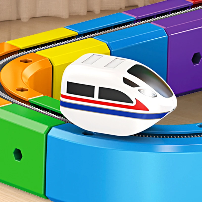 Magic Rail Car Cube Toys for Kids DIY Assembly Magic Electronic Track Train Construction Children Educational Toy Christmas Gift