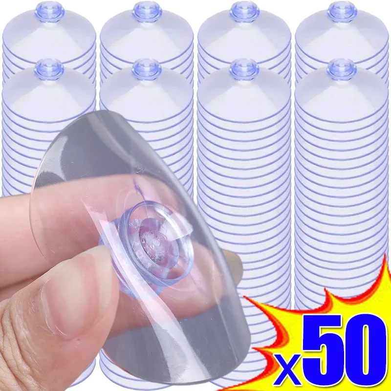 1/50Pcs Mushroom Head Sucker Transparent PVC Glass Window Sucker Perforated Clear Suction Cup Hooks Towel Hanger for Home Decor