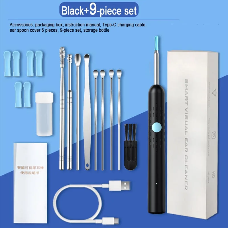 Visual Ear Wax Cleaner cure camera Ear wax picker Camera Luminous Otoscope device for ear Cleaning Tools Care EBHL002