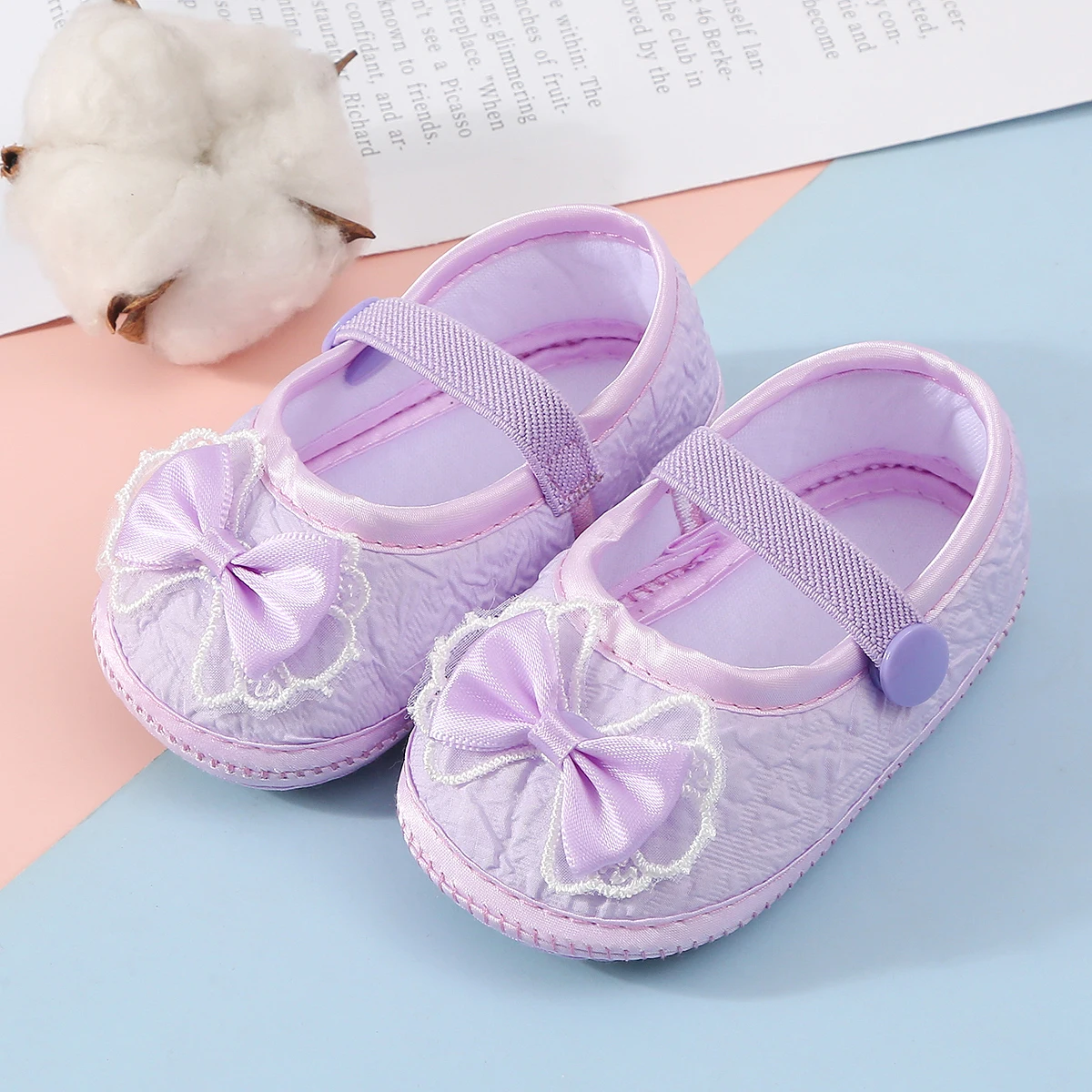 1 Pair of Baby Non-Slip Learning Walking Shoes, Cute Bow Design, Suitable for Indoor and Outdoor, Parties and Gatherings.