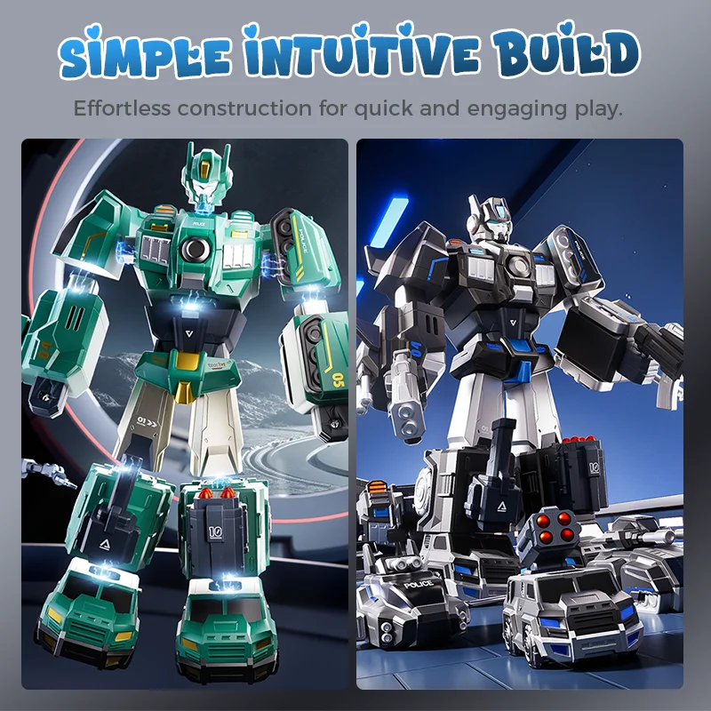 9 في 1 لعبة سيارة وروبوت متحولة مغناطيسية للأطفال، لعبة تجميع السيارة المغناطيسية للأولاد، لعبة تجميع الكتلة، روبوت تشوه #3