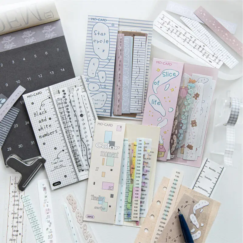 

Card Lover 20 Pcs [Timeline Series] Stickers Star Cycle Colorful Moment Journaling Supplies Stickers Date Scrapbook Decorative