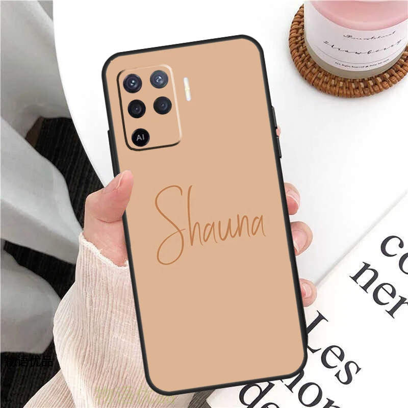 Funda con iniciales personalizadas para OPPO Find X5 X3 Pro A15 A52 A72 A83 A91 A93 A54 A74 A94 A31 A53 A9 A5 2020