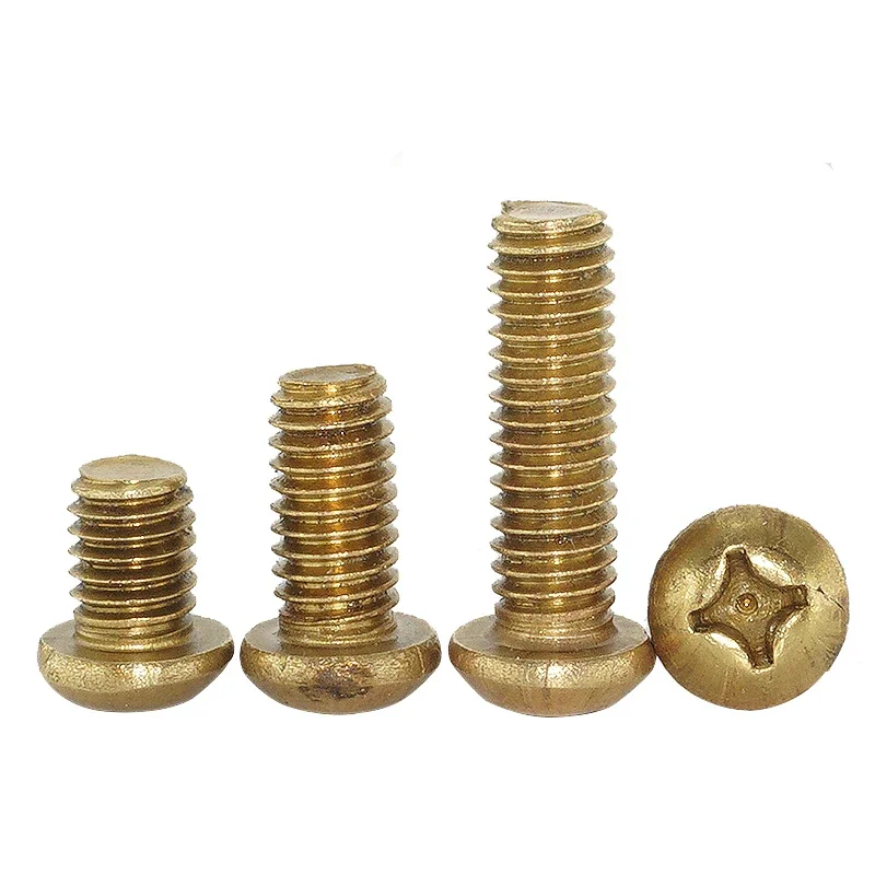 50pcs M2 Phillips round head copper screws cross pan headel machine teeth screw mechanical bolts brass bolt 4mm-16mm length