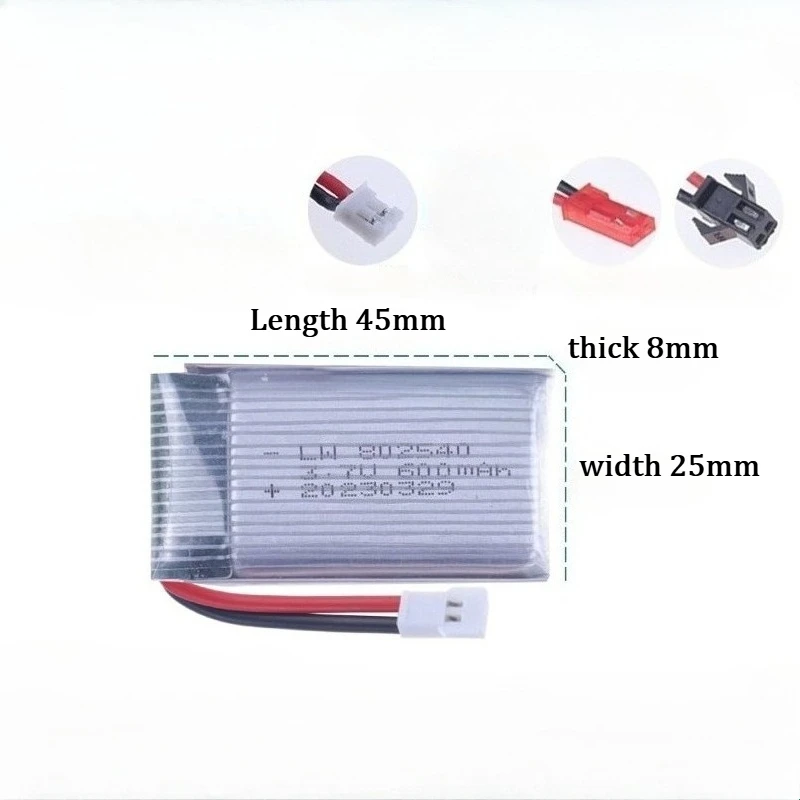 New Polymer Lithium Battery 3.7V 600mAh Built-in Protection Board for Drone Aircraft Model Flying Vehicle Accessories Batteries