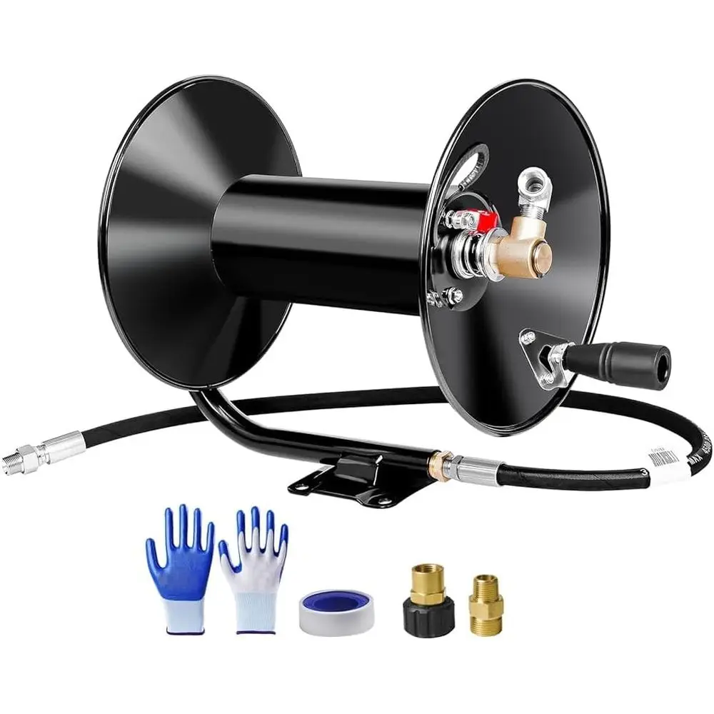 

Шланг для мощной мойки высокого давления 3/8 x 130 футов с концевыми соединениями 1/4 и фитингом M22-14, подходит для крепления на стену, прицеп или фургон.