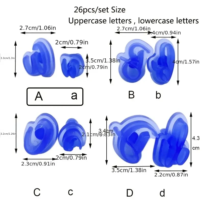 Plastic Fondant Cookie Printing Mold Set Uppercase and Lowercase Alphabet English Letters Cake Decoration Biscuit Stamping Mold