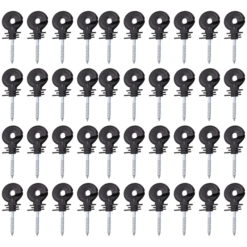 40Pcs Electric Fence Insulators Screw,Electric Fence Ring Insulator Tape Screw Wood Post Insulators Screw-In,Screw