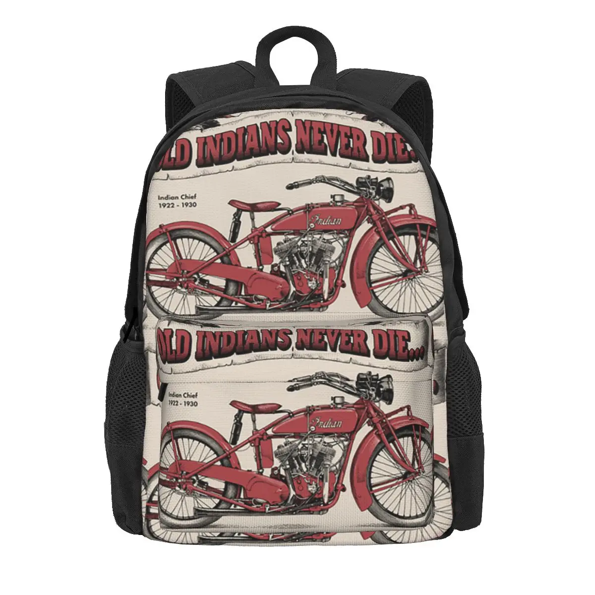 Motocicleta Motor Old Native Never Die Mochilas para meninos e meninas, Bookbag para crianças, mochilas escolares, mochila de viagem dos desenhos animados, bolsa de ombro