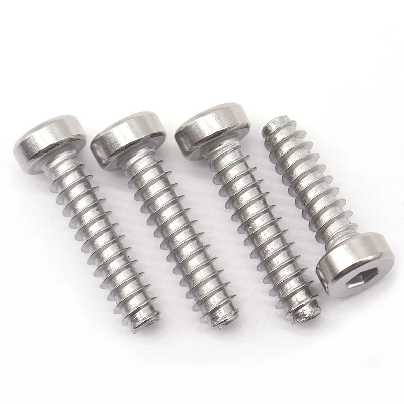 M1.7 M2 M2.3 M2.6 M3 M3.5 M4 M5 M6 HB 304 الفولاذ المقاوم للصدأ رقيقة مستديرة أسطواني رئيس سداسية الذاتي التنصت شقة الذيل المسمار