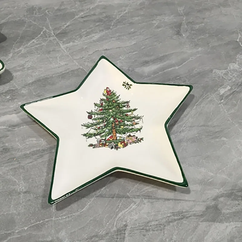 Christmas Tree Plate Star Bowl Fruit Snack Tray Home Decoration Accessories Dinner Cake Sales Restaurant Supplies noel vaisselle 4