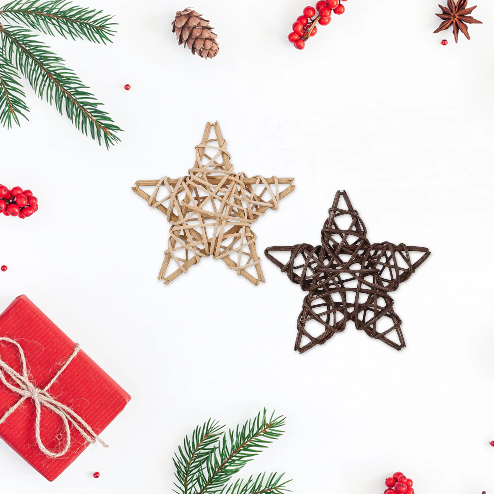 

6 Pcs Christmas Decorations Birthday Party Star Ornaments Rattan Stars Ball Vase Filler