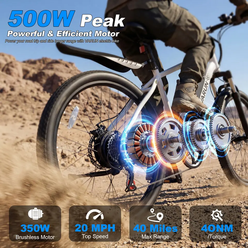 VARUN M24-1 Adult Electric Bike,500W Peak Power,36V 7.8Ah Battery,24"Tire Commuter Electric Bike,20MPH,UL 2849,1 Year Warranty image 6