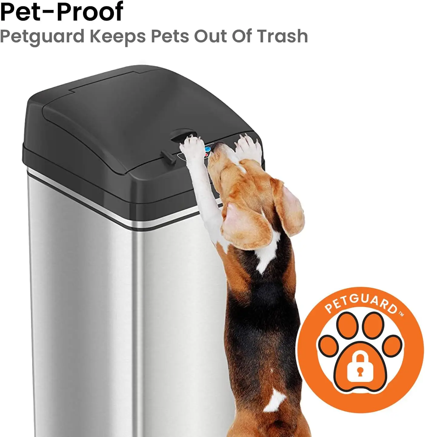 13 Gallon Pet-Proof Sensor Trash Can with AbsorbX Odor Filter Kitchen Garbage Bin Battery and AC Adapter (Not Included)