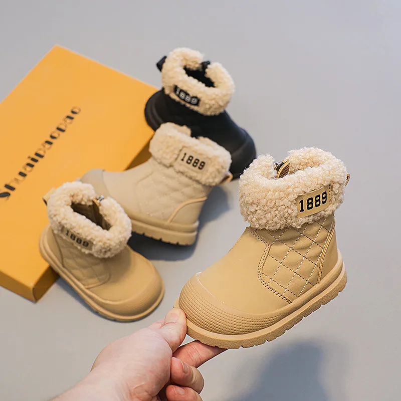 

Snow Boots Winter Plush Warm Cotton Shoe Soft Soled Baby Walking Shoes Anti Slip Breathable Children Cotton Shoe Girl Boot