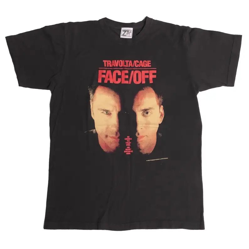 Face Off Movie Tee John Woo 1997 Movie John Travolta Nicolas Cage Caster Troy Action Thriller Blockbuster Film USA Made Super So