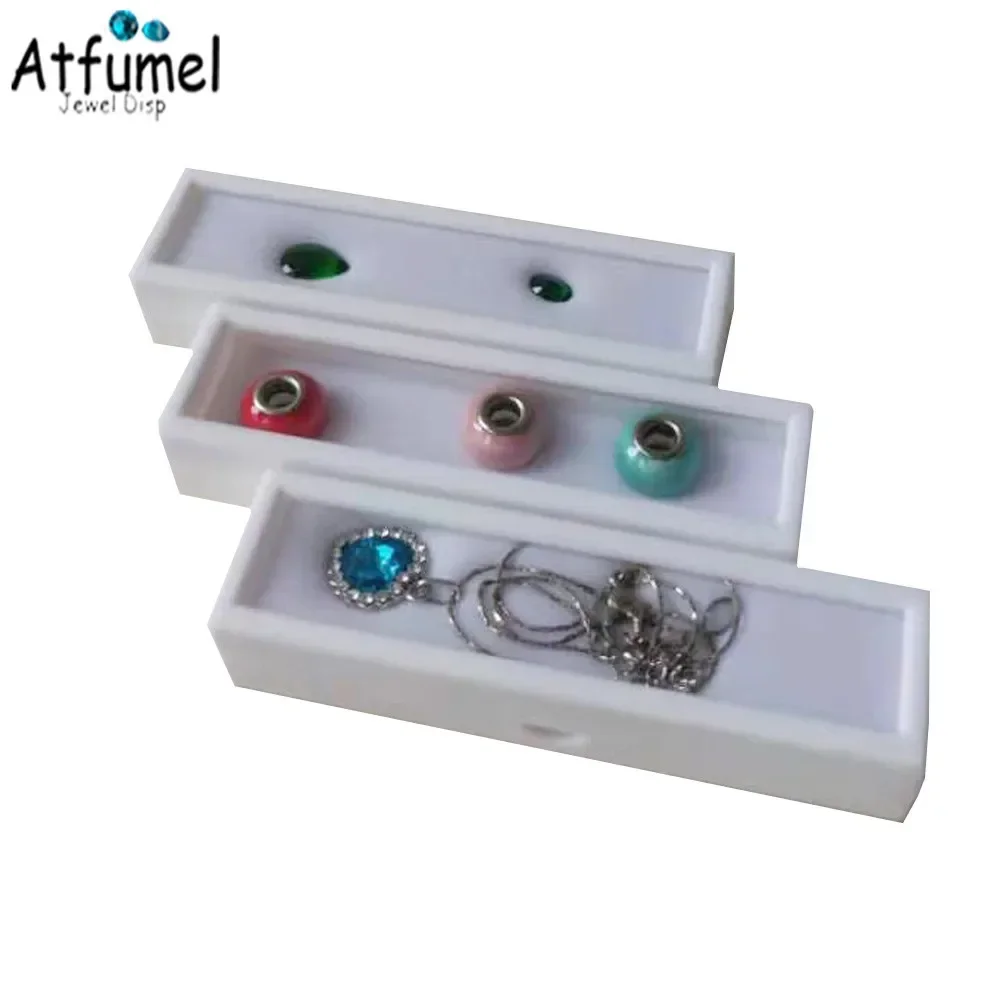 4Pcs Rectangle Gemstone Jewelry Display Box Diamond Necklace Stone Storage Show Case Beads Gems Container Holder Jar Wholesale