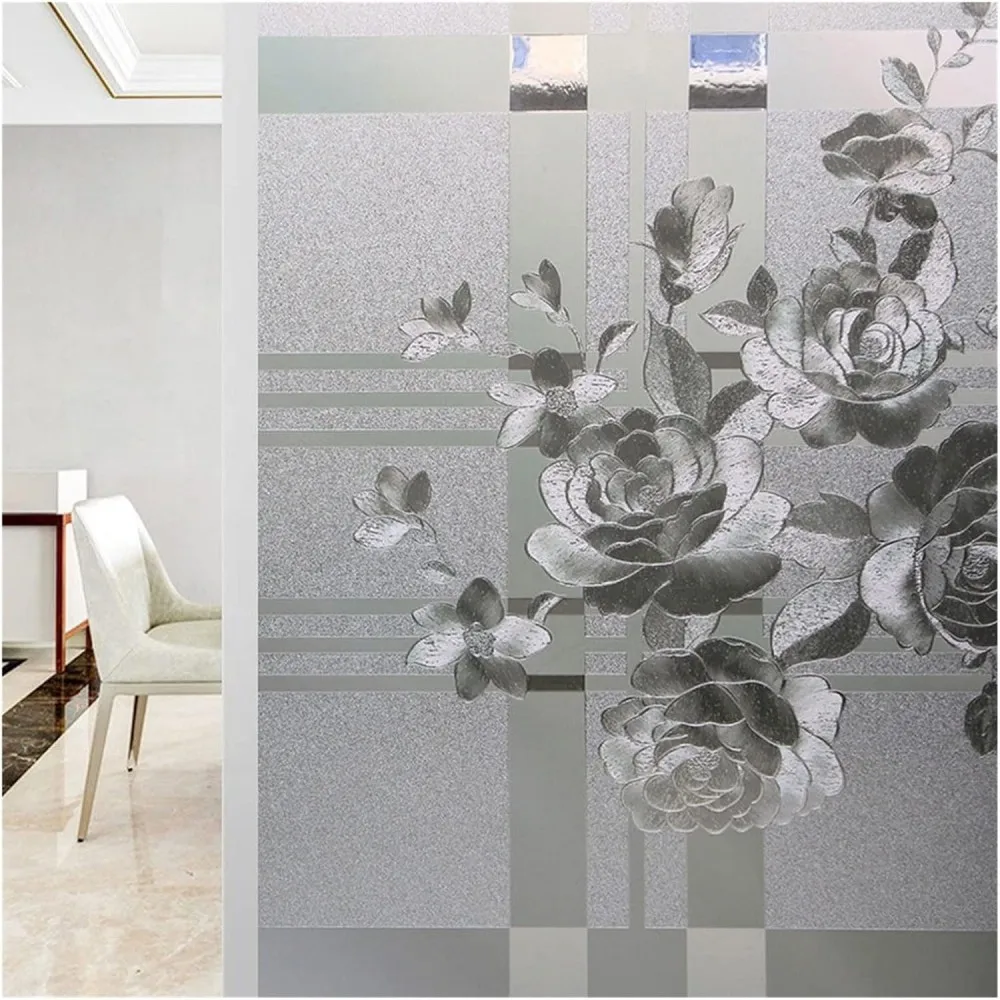 Frosted Static Cling Window Film, Heat Insulation Sunshade Glass Sticker, Privacy Decor Window Cover for Living Room Balcony