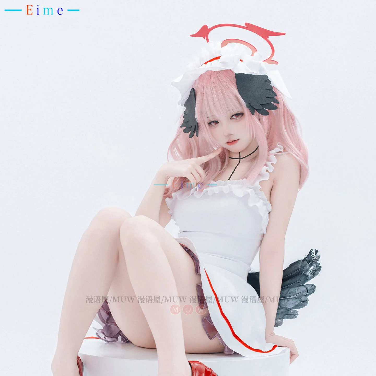 

Game Blue Archive Shimoe Koharu Cosplay Costume Women White Dress Cute Pyjamas Party Suit Halloween Carnival Uniform Custom Made