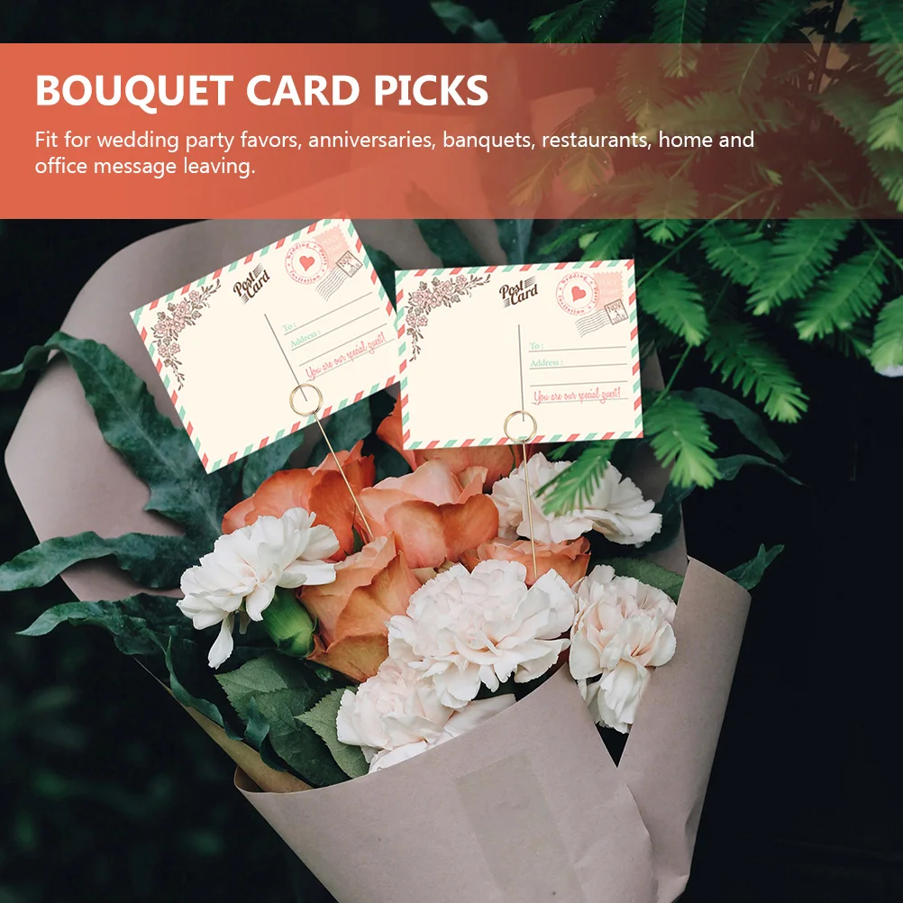 

60pcs Metal Card Holders Golden Round Floral Picks for Wedding Party Banquets Home Office Decorations Sturdy Safe
