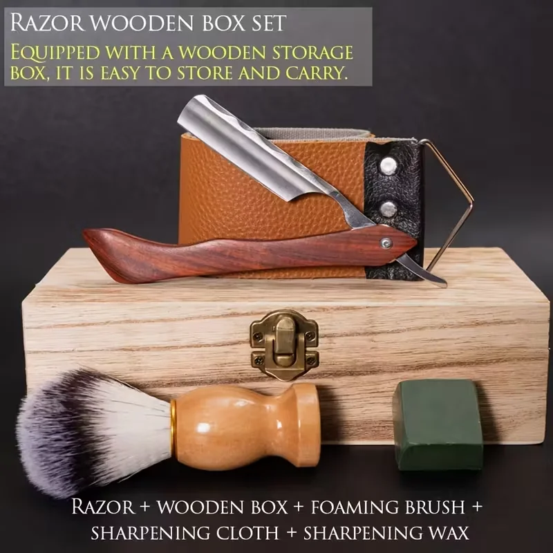 ماكينة حلاقة مستقيمة من الفولاذ المقاوم للصدأ الفاخر، ماكينة حلاقة يدوية لصالونات الحلاقة مع فرشاة إصلاح القماش، أحجار الطحن