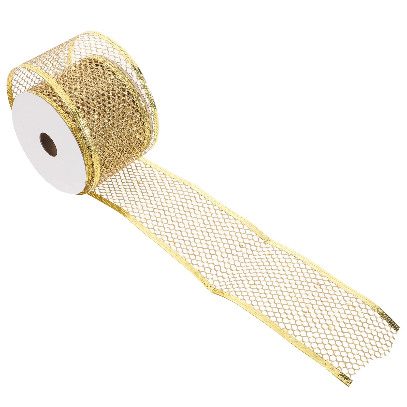 

Honeycomb Glitter Ribbon Gold 6cm Soft Polyester Floral Ribbon for Present Wrapping DIY Craft Party Favor Garland Making Holiday