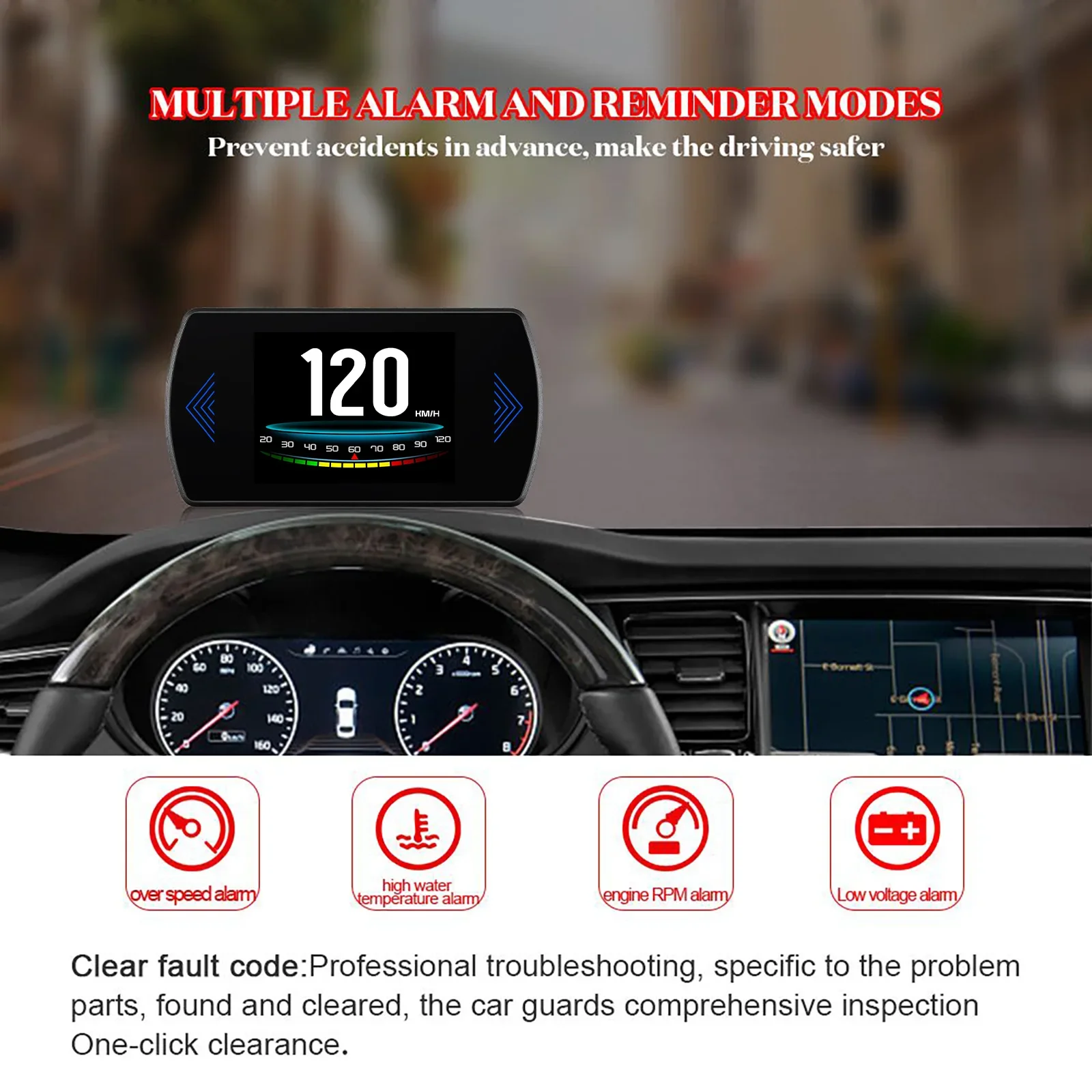 P12S OBD2 affichage tête haute compteur numérique intelligent compteur de vitesse de voiture Tacho RPM Turbo Boost pression température de l'eau température de l'huile EXT voltmètre