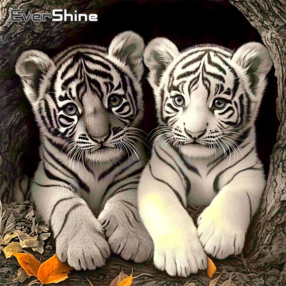 Evershine Diamant-Mosaik Tier Vollbohr-Stickerei Tiger Bastelset DIY Malerei Baum Neuerscheinung Heimdekoration