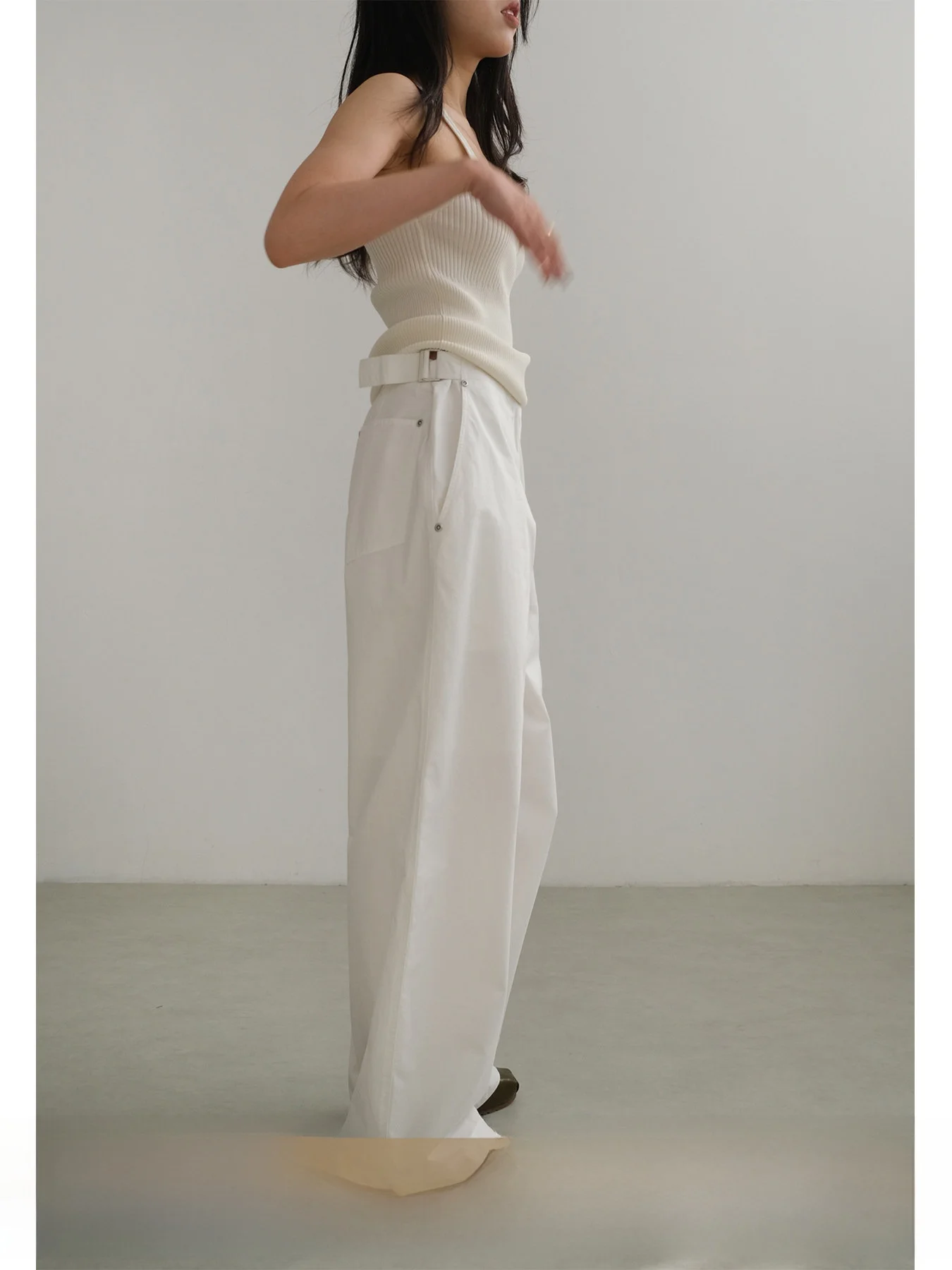 

Удобные женские повседневные брюки с широкими штанинами и регулируемой талией, прямого кроя, в рабочем стиле, с высокой талией, на пуговицах, из хлопка