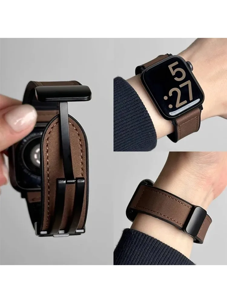 Bracelet en cuir pour Apple Watch 10 Ultra 9, 46mm 49mm 42mm 44mm 45mm 40/41mm, Bracelet en Silicone pour hommes, iWatch série 9 8 7 SE 6 5