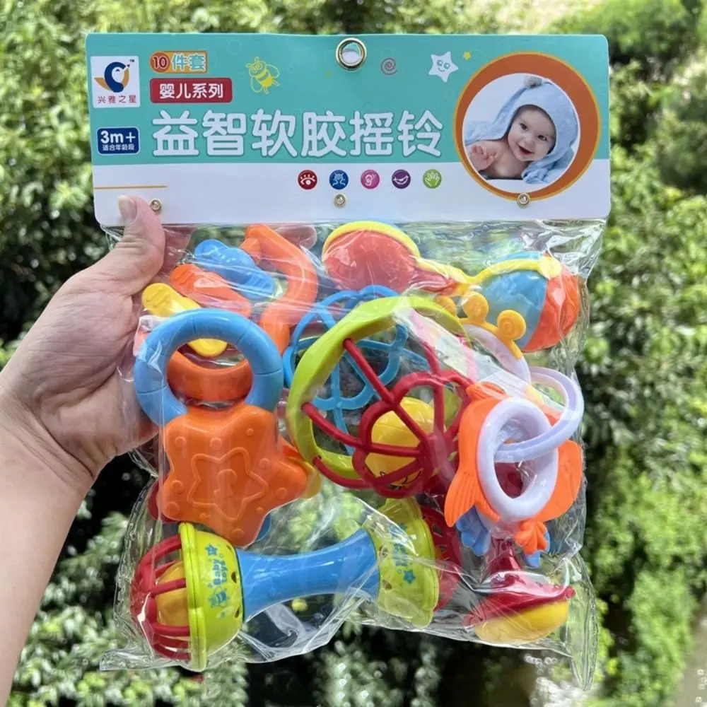 無毒のベビーガラガラ、噛めるハンドグリップロッド、楽器のおもちゃ、カラフルな指しゃぶり防止ハンドベルおもちゃ、ギフト