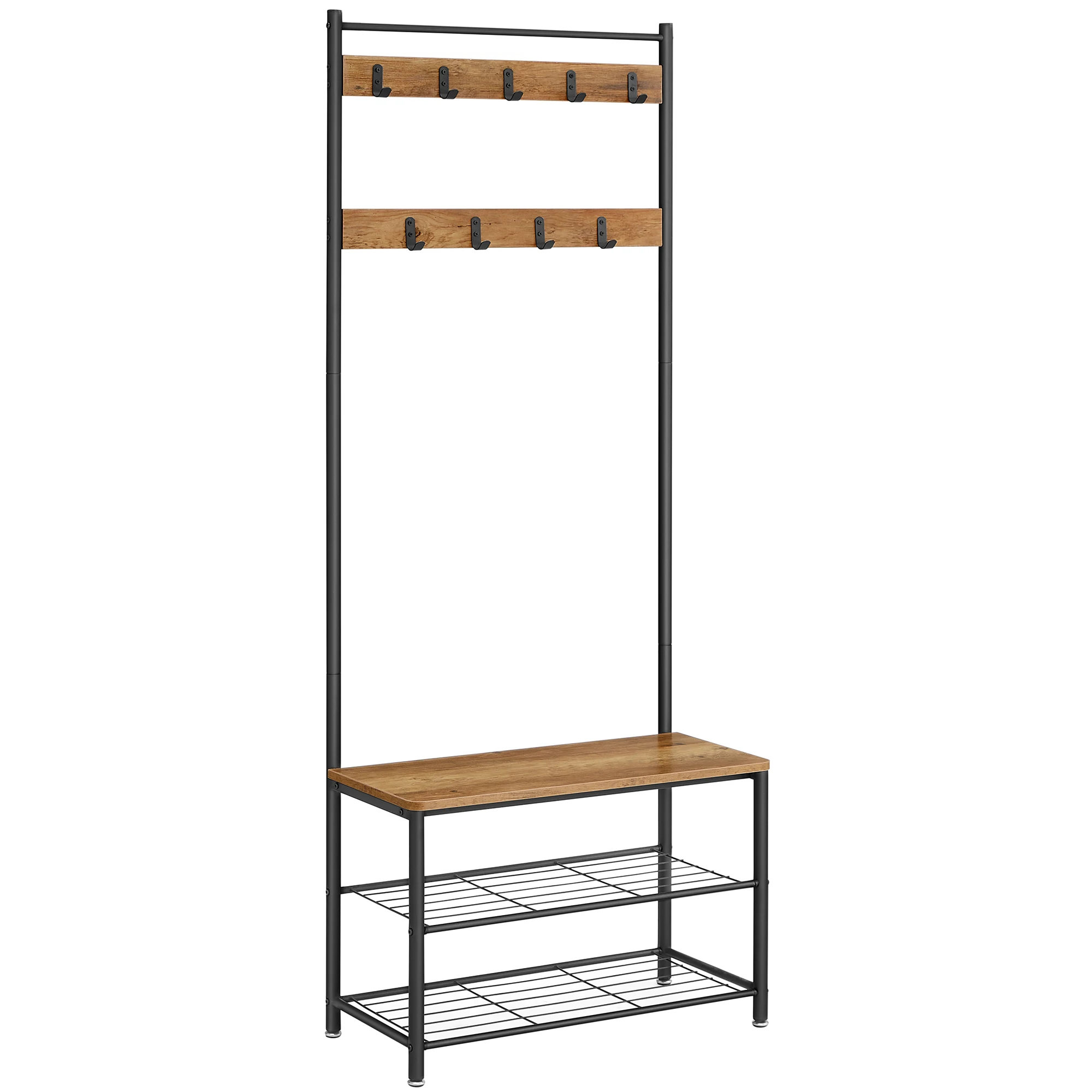 VASAGLE 3 in 1 Coat Stand with Shoe Rack, Steel Frame, 32 x 70 x 175 cm image 3