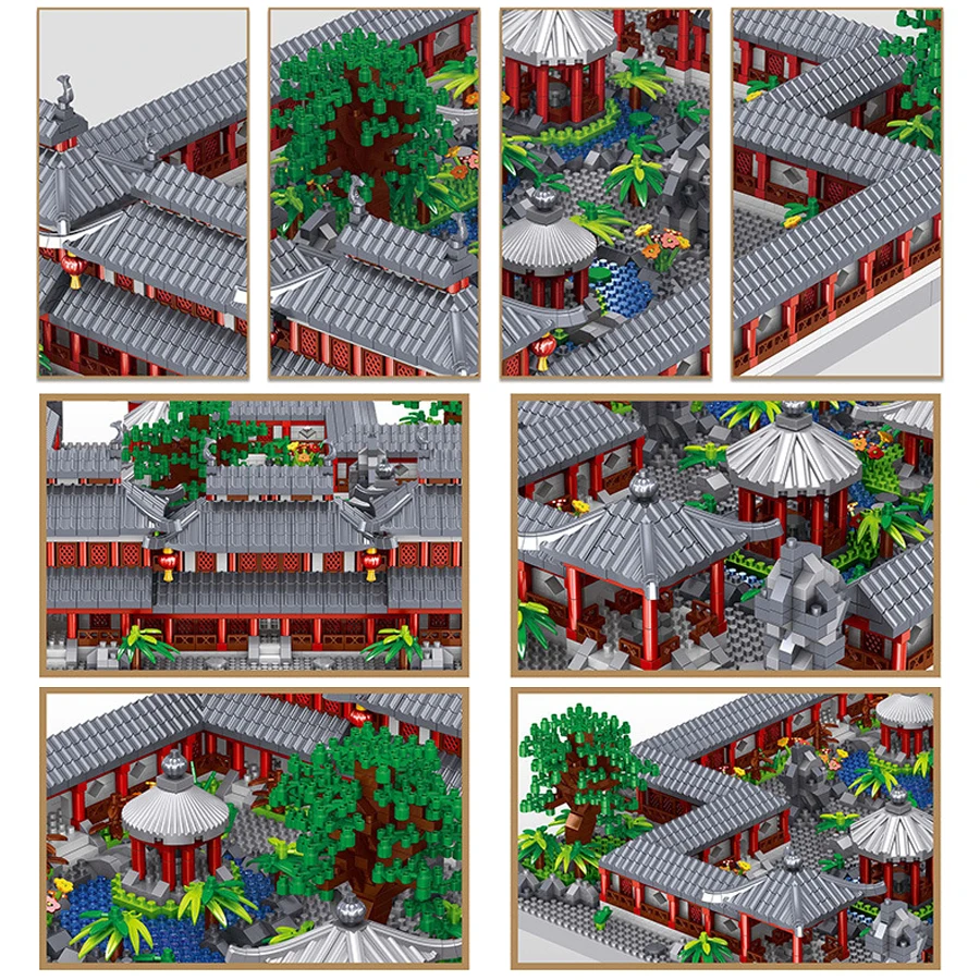 Chinese Style Architecture Humble Administrator\'s Garden Suzhou Garden  Micro Particle Building Blocks Puzzle Toy For Kids Gifts