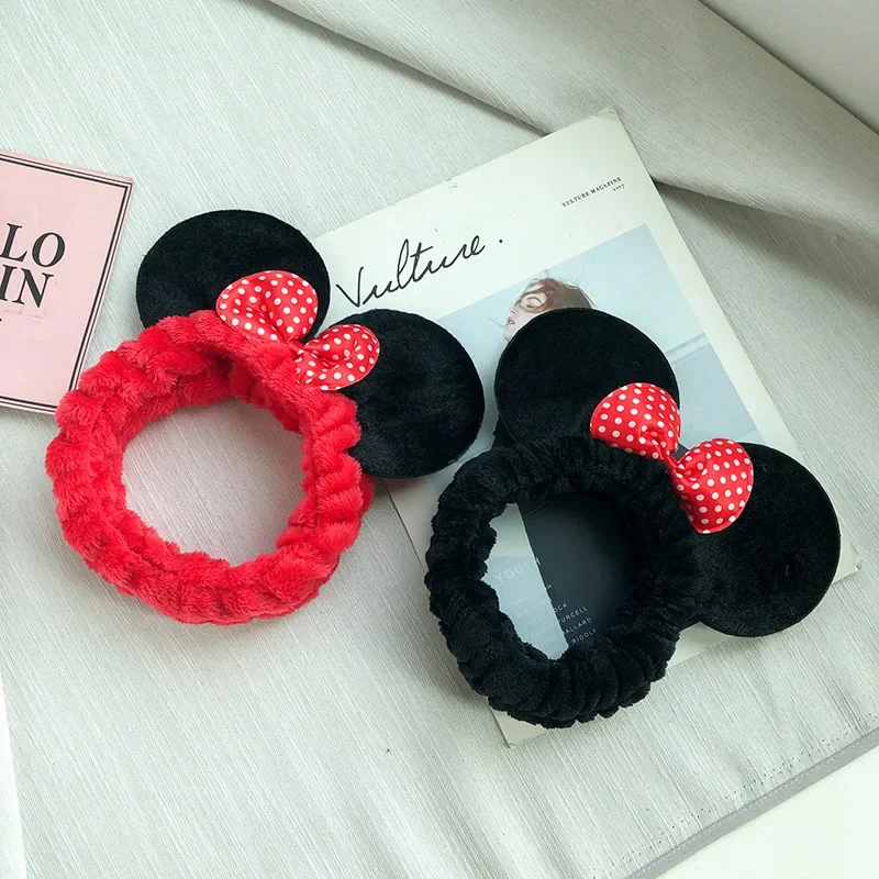 Disney Mickey Mouse Ears Headbands For Girls Kids Hair Ring Minnie Mouse Ears Hair Ties Elastic Face Wash Yoga Hair Accessories