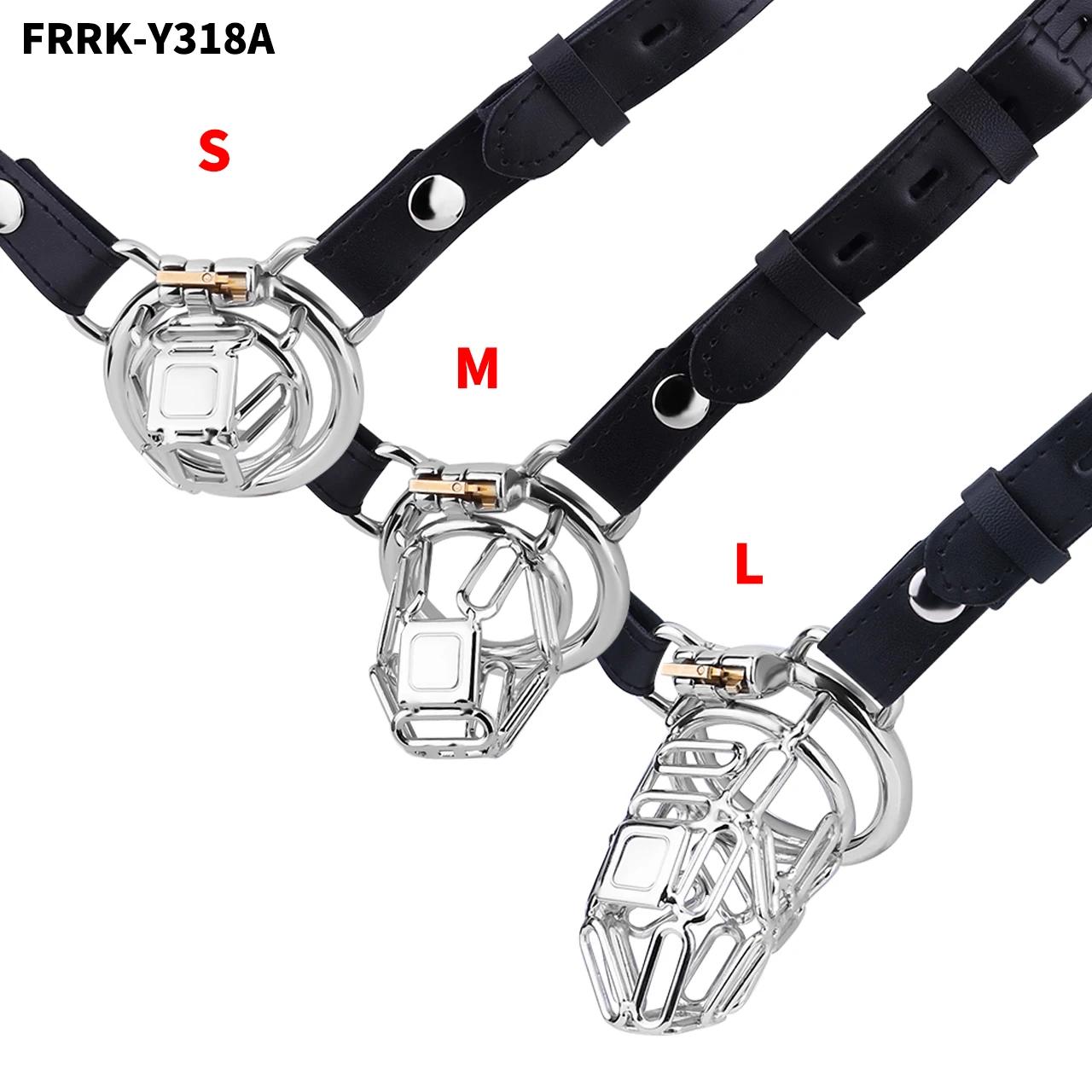 FRRK Breathable Stainless Steel Chastity Device Penis Bondage Lock Two-Way Waist Strap Adult Game Abstinence Erotic Toys For Men