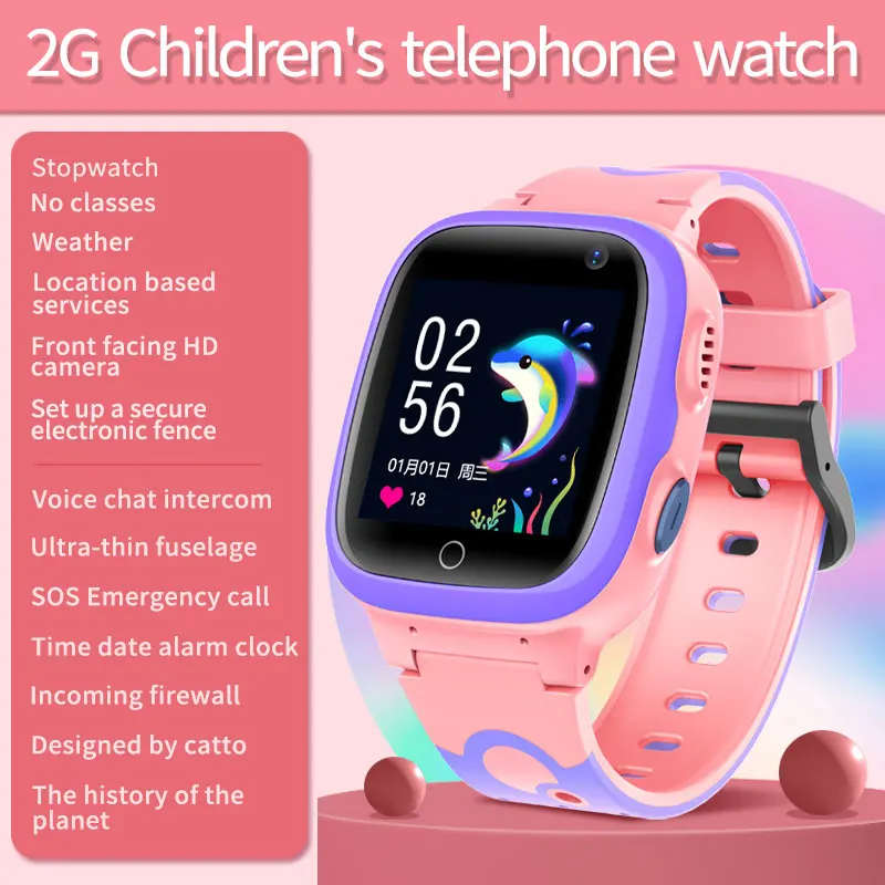 2024 New SIM 2G Kids Smart Watch GPS History Location Display HD Video Call Camera SOS Waterproof LBS Tracker Kids Smart Watch