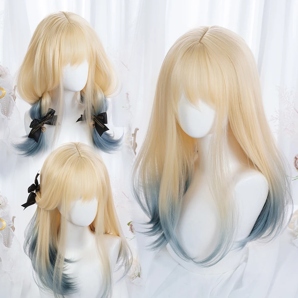 MSIWIGS 女性合成ロリータウィッグロングストレートオンブルツートン
