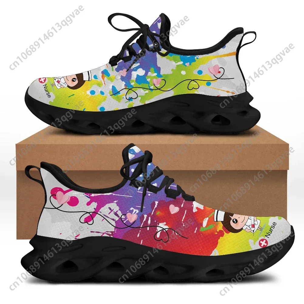 Cartoon Doctor Nurse Shoes For Women Female Flats Shoes Running Sneakers Light Mesh Ladies Footwear Chaussure Femme