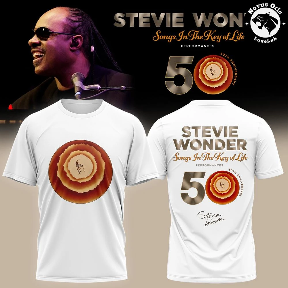 2026 Stevie Wonder Songs in The Key of Life 50th Anniversary Summer Men's and Women's Pure Cotton T-shirts Fans' Comfortable
