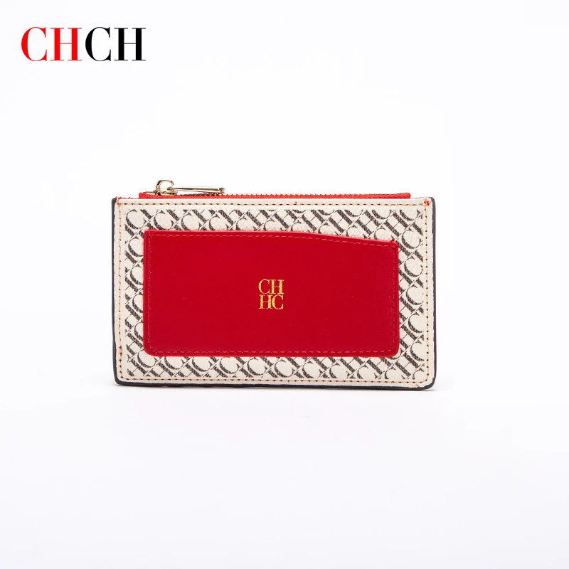 CHCH Luxury Retro Wallet Button Zipper Fashionable Classic Folding Design Textured Printing Card Holder Business Card Holde