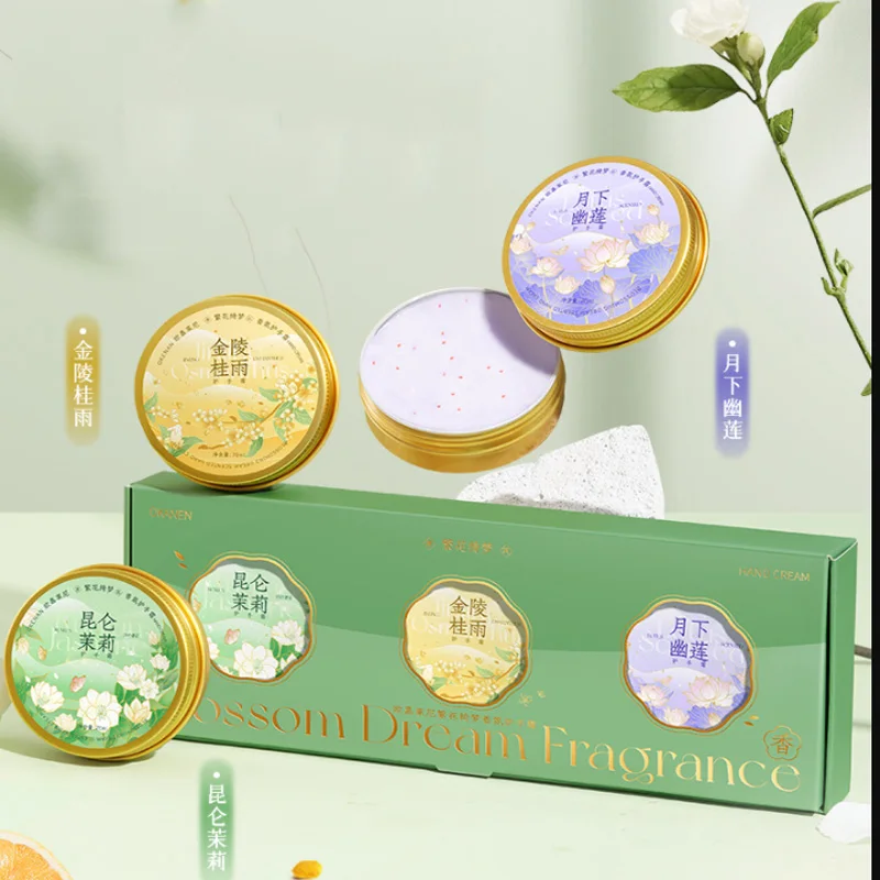 3PCS/Box Flower Fragrance Hand Cream Moisturizing Refreshing Nourishing Improving Roughness Hands Skin Care Products gift