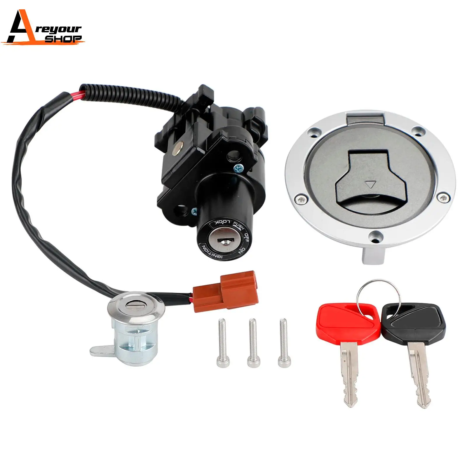 Areyourshop Lock Set Key Switch Fits for Honda CB500F CBR500R 2018-2023 Ignition Seat Fuel Cap