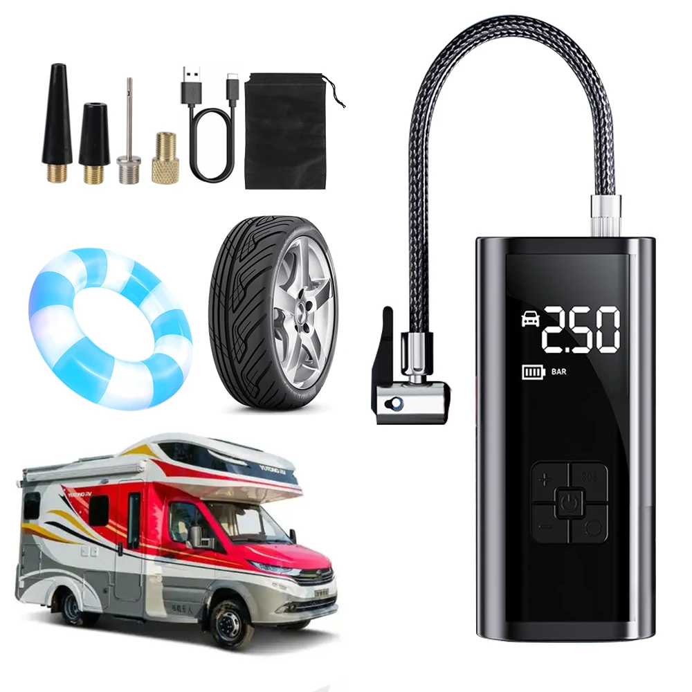 سيارة RV شاحنة مقطورة مضخة هواء كهربائية المحمولة للدراجات النارية دراجة نافخة ضاغط الإطارات اللاسلكية نفخ مضخة هواء #1