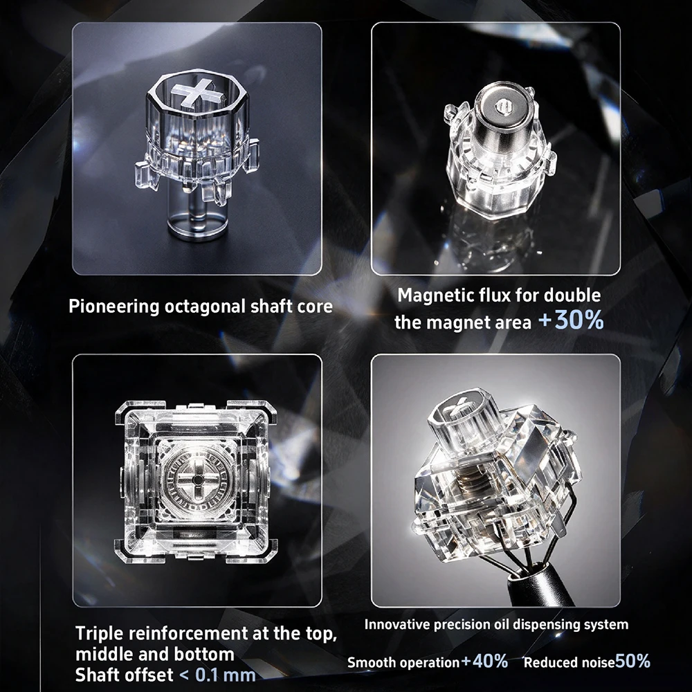 WS Wuque Studio Babao Diamond Series Interruptor Magnético Cullinan & Heart of the Ocean 35gf Interruptor Lineal de Efecto Hall para Teclado Gaming