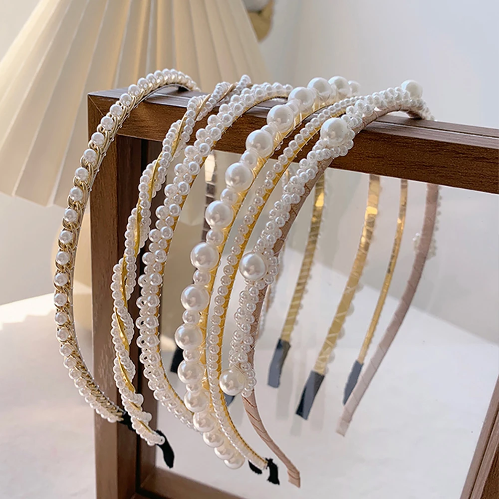 Girls Woman Beaded Korean style Flower Headwear Pearl Headband Hair Hoop Hair Band Hair Accessories