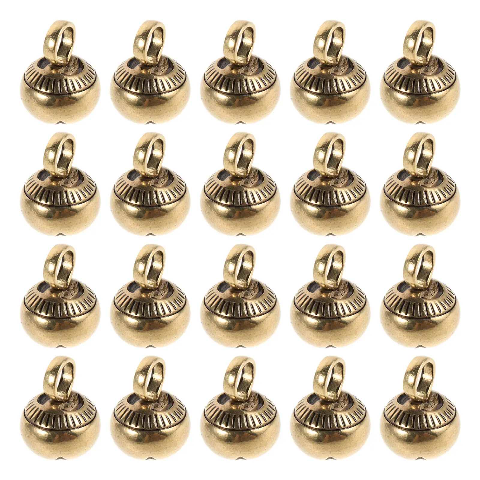 20Pcs Brass Pendant Vintage Bell Charm Finish Silent Round Floral Carved Brass Jewelry Charm Supplies for Handmade
