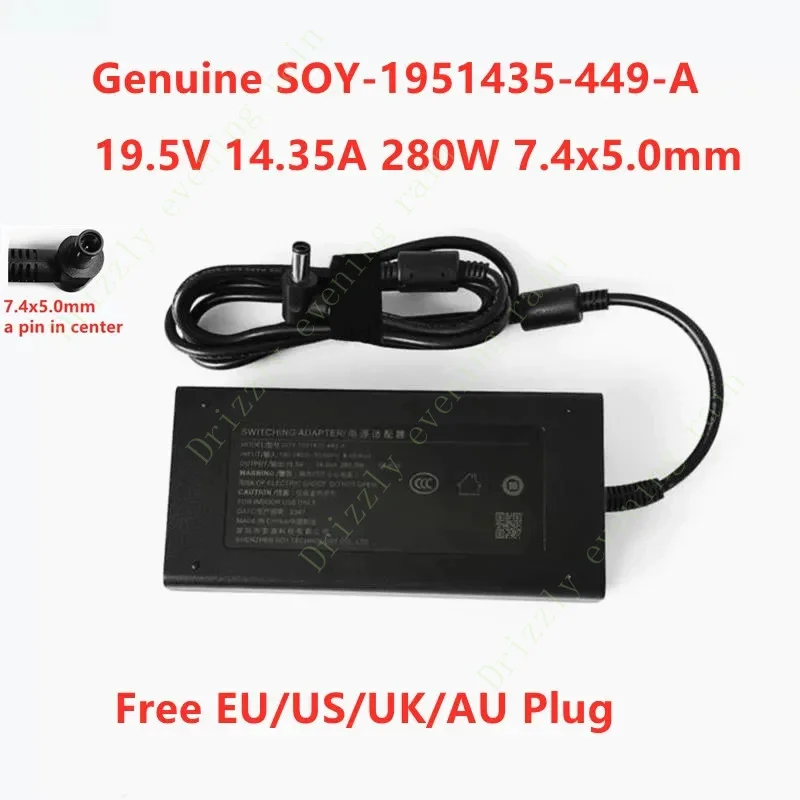 Genuine for SOY SOY-1951435-449-A 19.5V 14.35A 280W 7.4x5.0mm AC Adapter For MACHENIKE Power Supply Charger