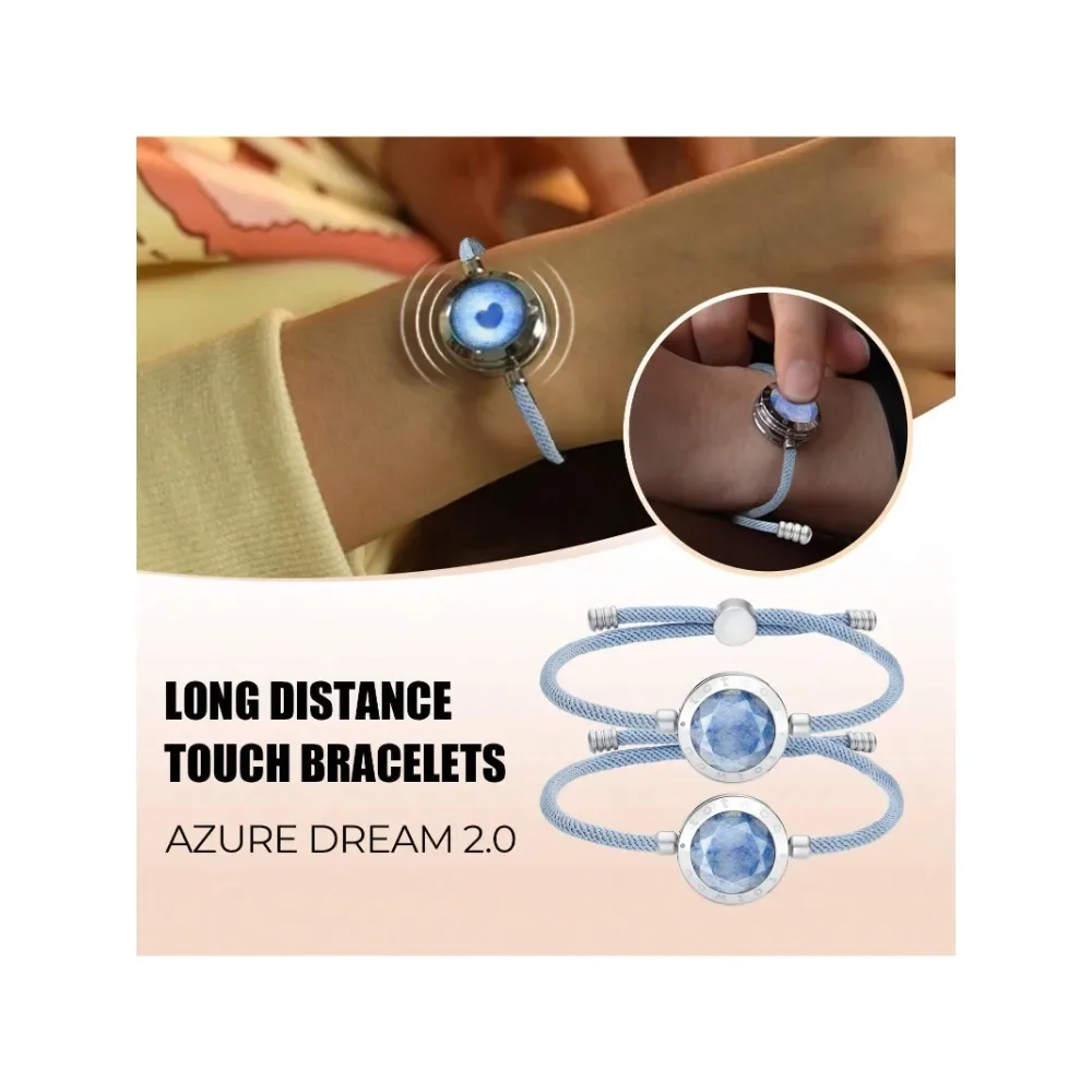 T O T W O O Azure Dream 2.0 Touch Bracelets With Blue Aventurine| Long Distance Touch Bracelet For Couples, Vibration & Light Up