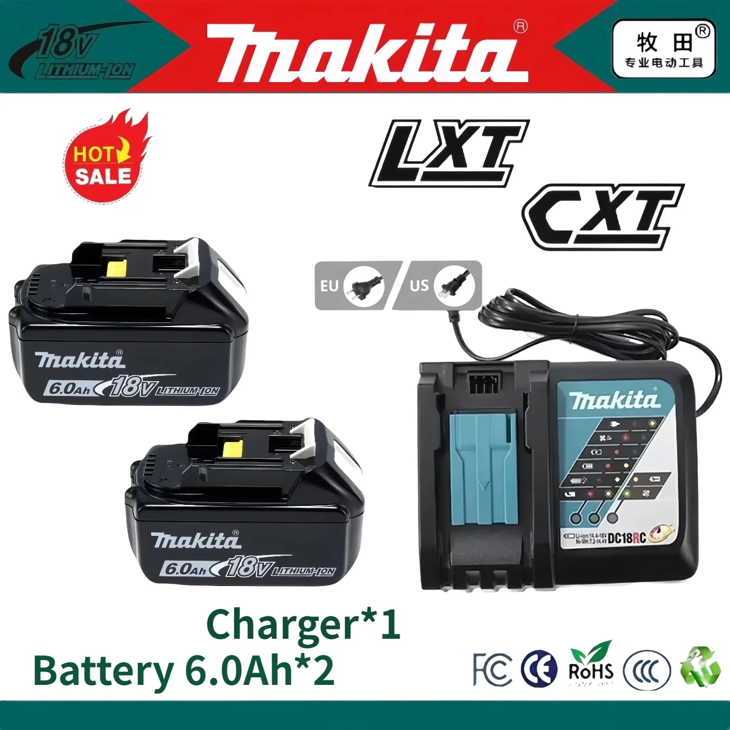 

Genuine 18VMakita 6.0Ah battery can replace Makita 18V⚡BL1830B BL1850B BL1860B with Makita 18VDDF487 DTW700 DTW285